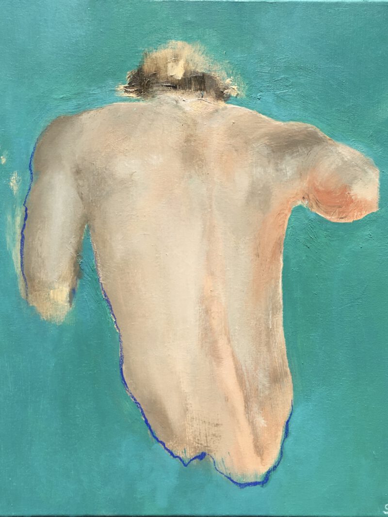 back of man oil painting